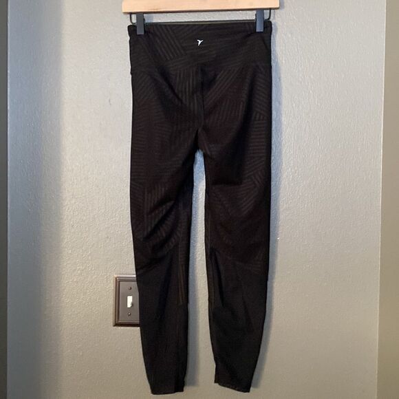 Old Navy Active Go Dry Black Legging Pants Workout Striped Mesh Insert - Picture 7 of 12